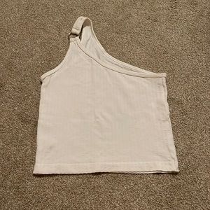 White one shoulder crop top